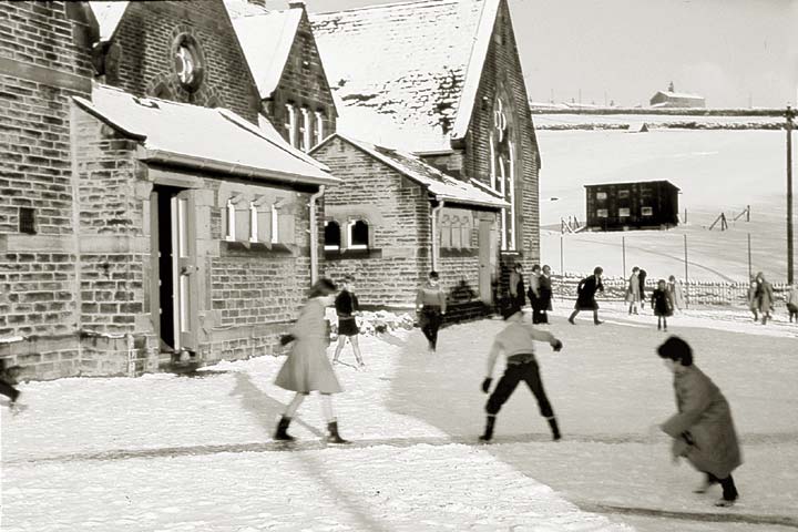 Snowball fights at Midgley School